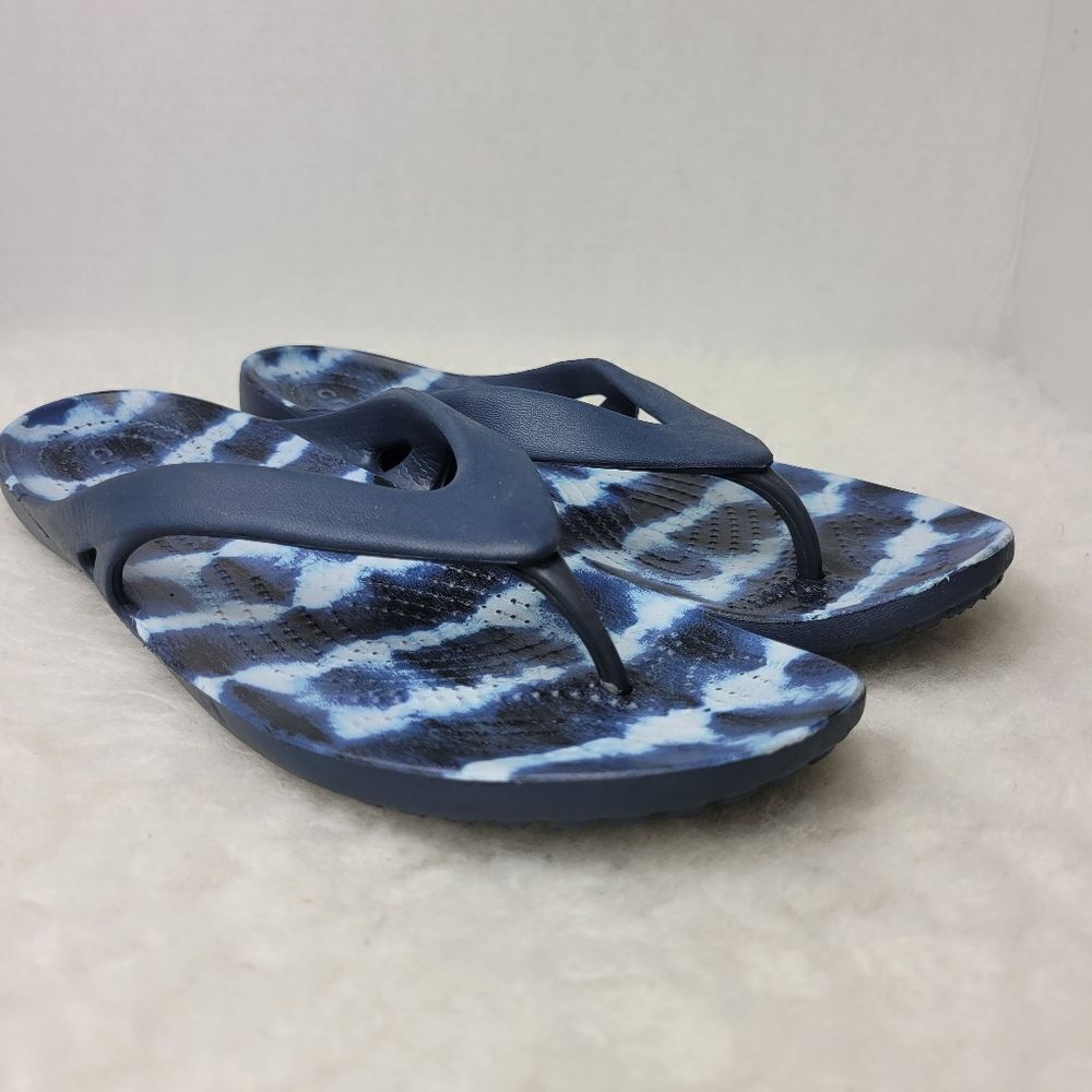 Crocs Womens Kadee II Sandals Flip Flops  Comfort Blue Tie Dye Size 8